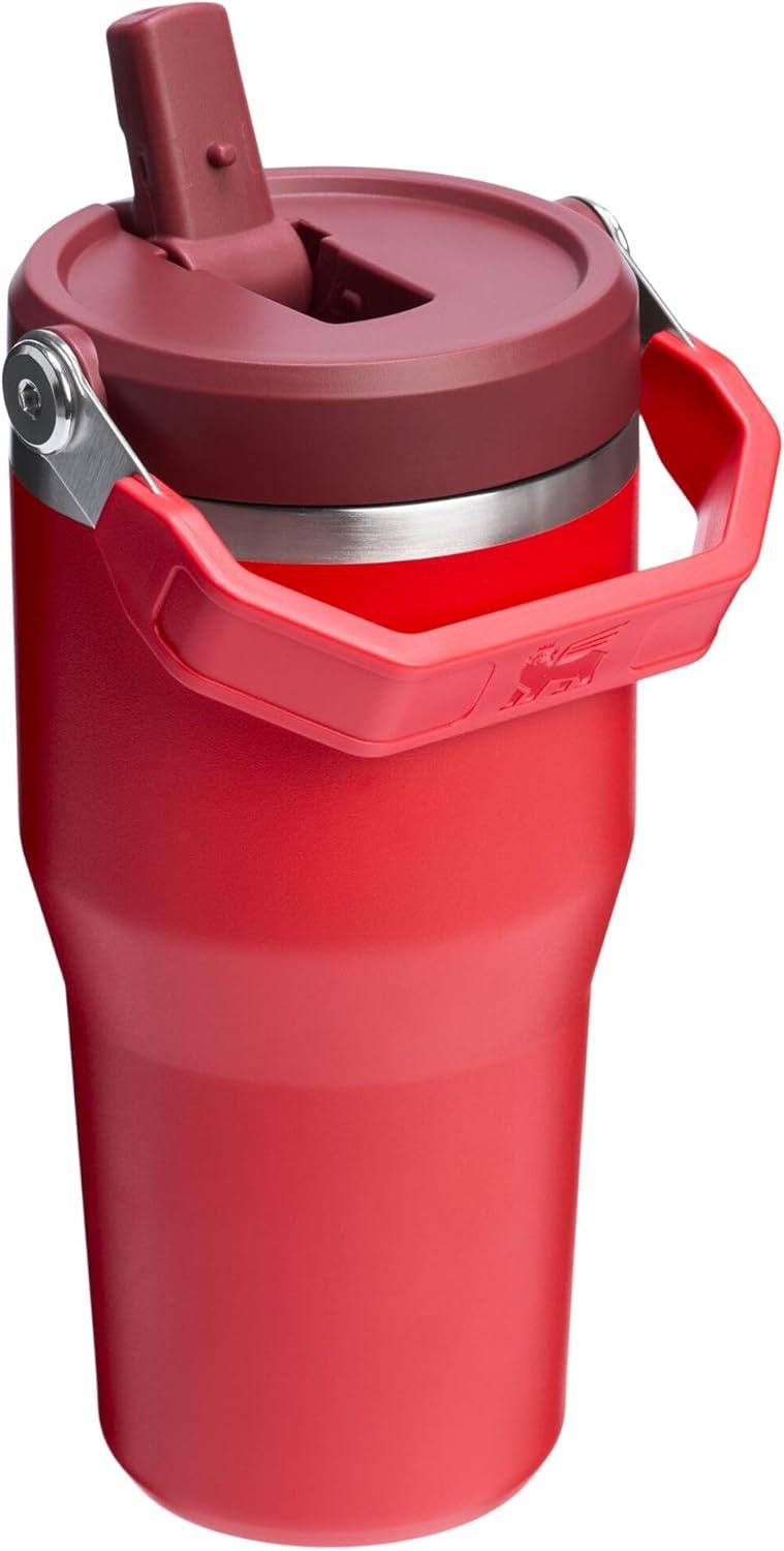 imageStanley IceFlow Flip Straw Tumbler with Handle 20 oz Twist On Lid and Flip Up Straw Leak Resistant Water Bottle Insulated Stainless Steel BPAFree PlumChili Red