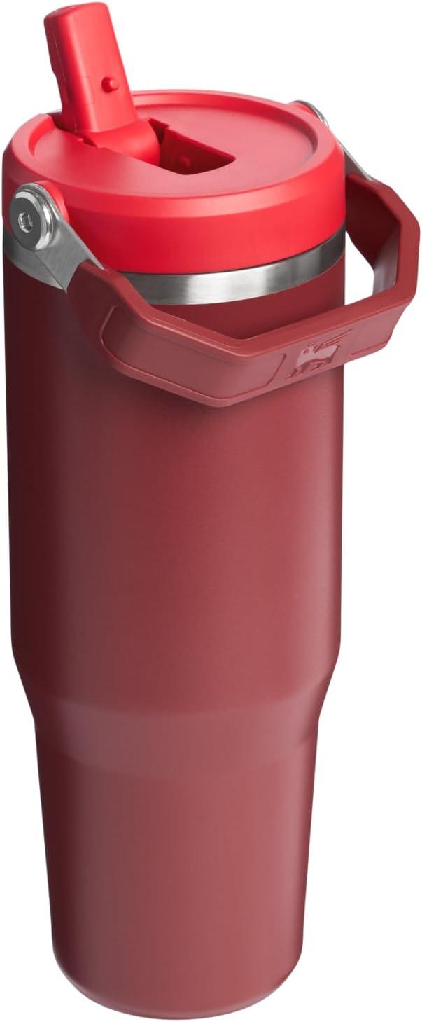 imageStanley IceFlow Flip Straw Tumbler with Handle 20 oz Twist On Lid and Flip Up Straw Leak Resistant Water Bottle Insulated Stainless Steel BPAFree PlumCranberry
