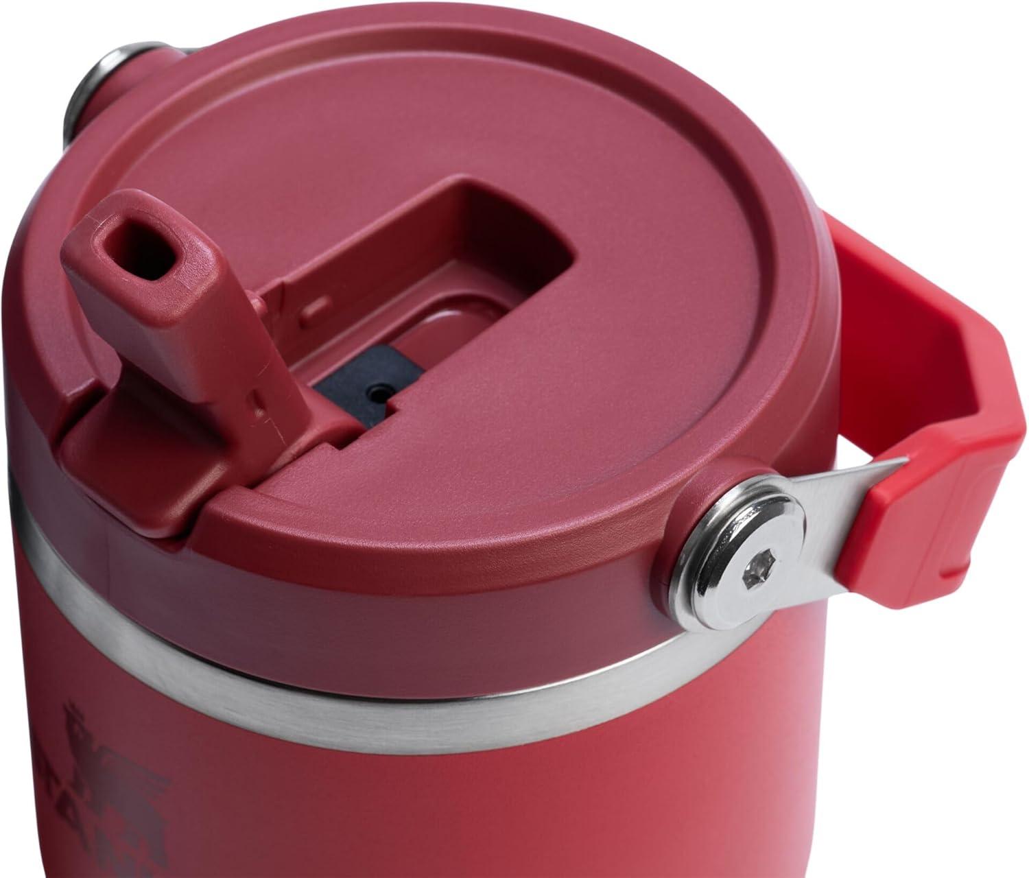 imageStanley IceFlow Flip Straw Tumbler with Handle 20 oz Twist On Lid and Flip Up Straw Leak Resistant Water Bottle Insulated Stainless Steel BPAFree PlumChili Red