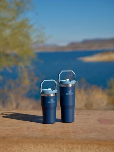 imageStanley IceFlow Flip Straw Tumbler with Handle 20 oz Twist On Lid and Flip Up Straw Leak Resistant Water Bottle Insulated Stainless Steel BPAFree PlumNavy