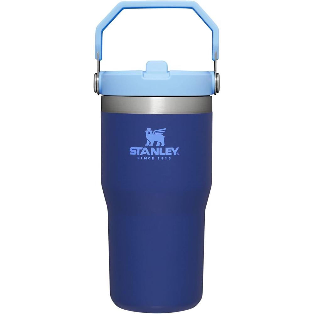imageSTANLEY IceFlow 20 Flip Straw Tumbler with Handle 20 oz Twist On Lid and Flip Up Straw Leak Resistant Water Bottle Insulated Stainless Steel BPAFree AzureLapis