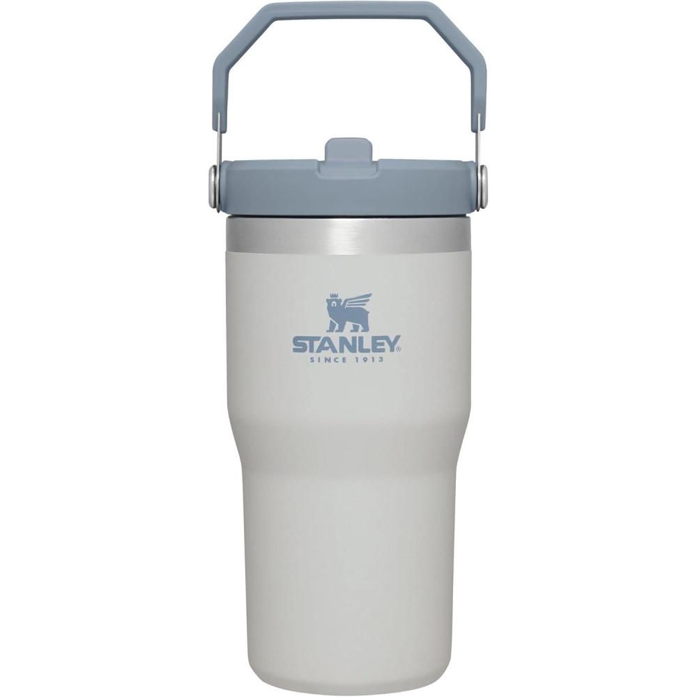 imageSTANLEY IceFlow 20 Flip Straw Tumbler with Handle 20 oz Twist On Lid and Flip Up Straw Leak Resistant Water Bottle Insulated Stainless Steel BPAFree AzureFog