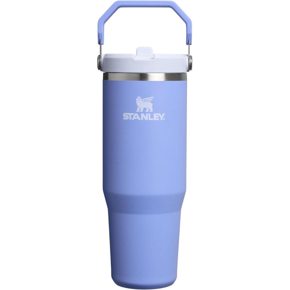 imageSTANLEY IceFlow 20 Flip Straw Tumbler with Handle 20 oz Twist On Lid and Flip Up Straw Leak Resistant Water Bottle Insulated Stainless Steel BPAFree AzureHydrangea