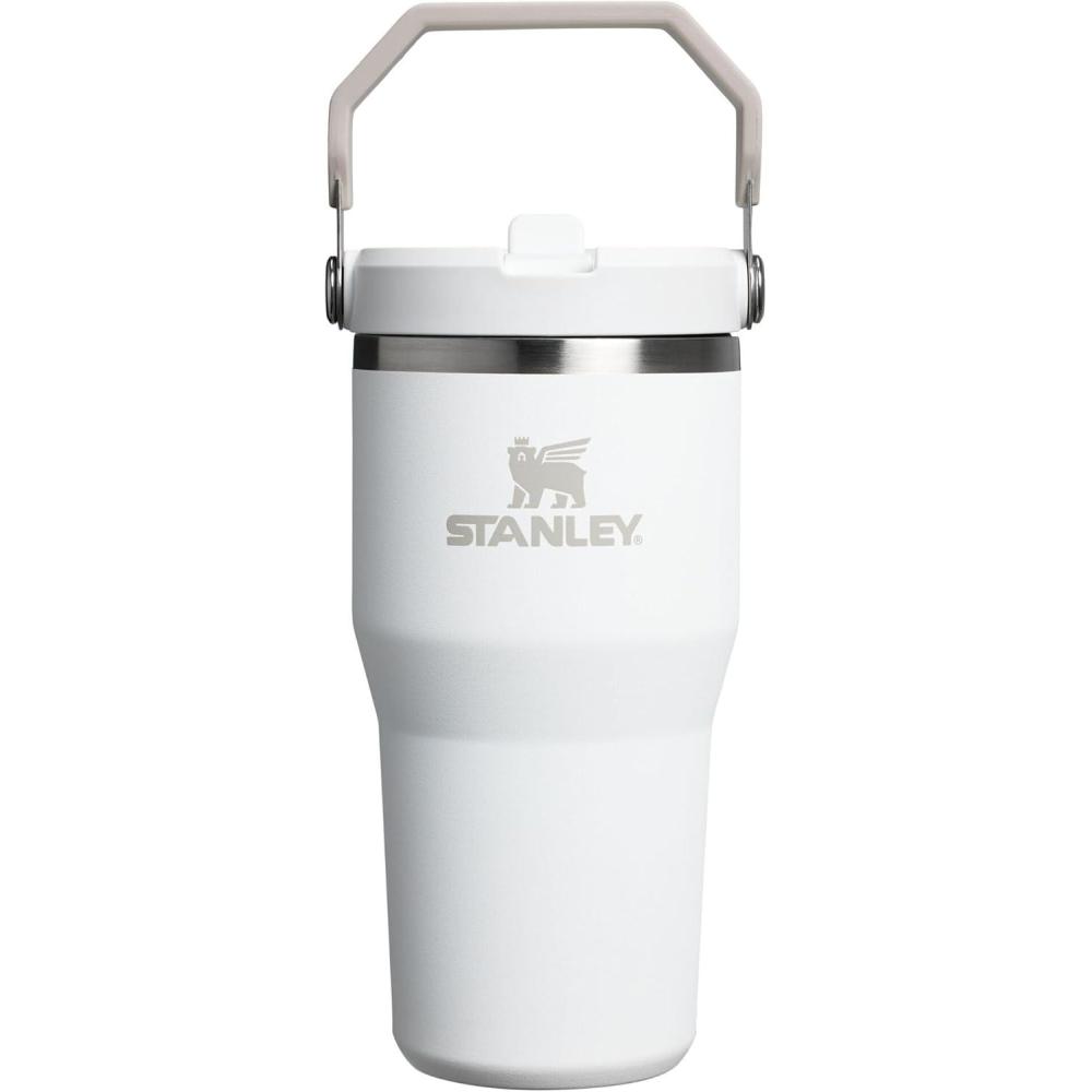 imageSTANLEY IceFlow 20 Flip Straw Tumbler with Handle 20 oz Twist On Lid and Flip Up Straw Leak Resistant Water Bottle Insulated Stainless Steel BPAFree AzureFrost