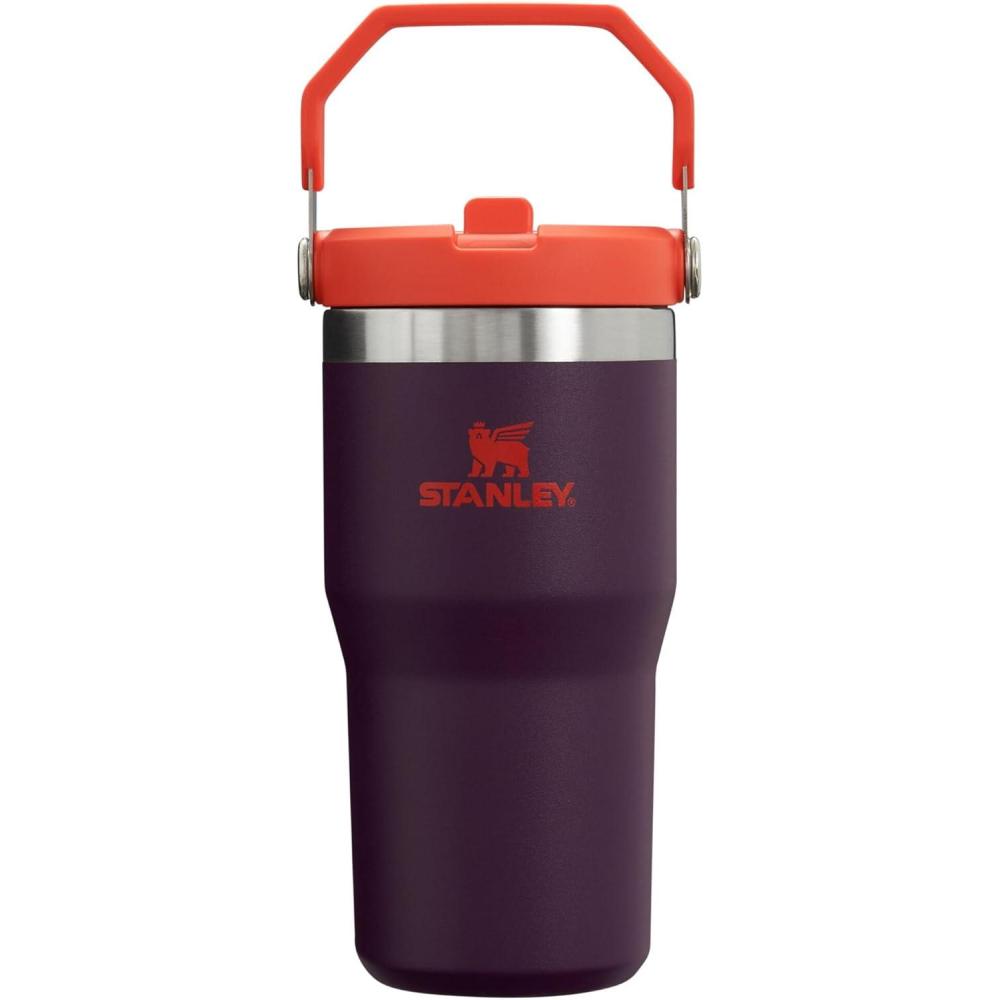 imageSTANLEY IceFlow 20 Flip Straw Tumbler with Handle 20 oz Twist On Lid and Flip Up Straw Leak Resistant Water Bottle Insulated Stainless Steel BPAFree AzurePlum
