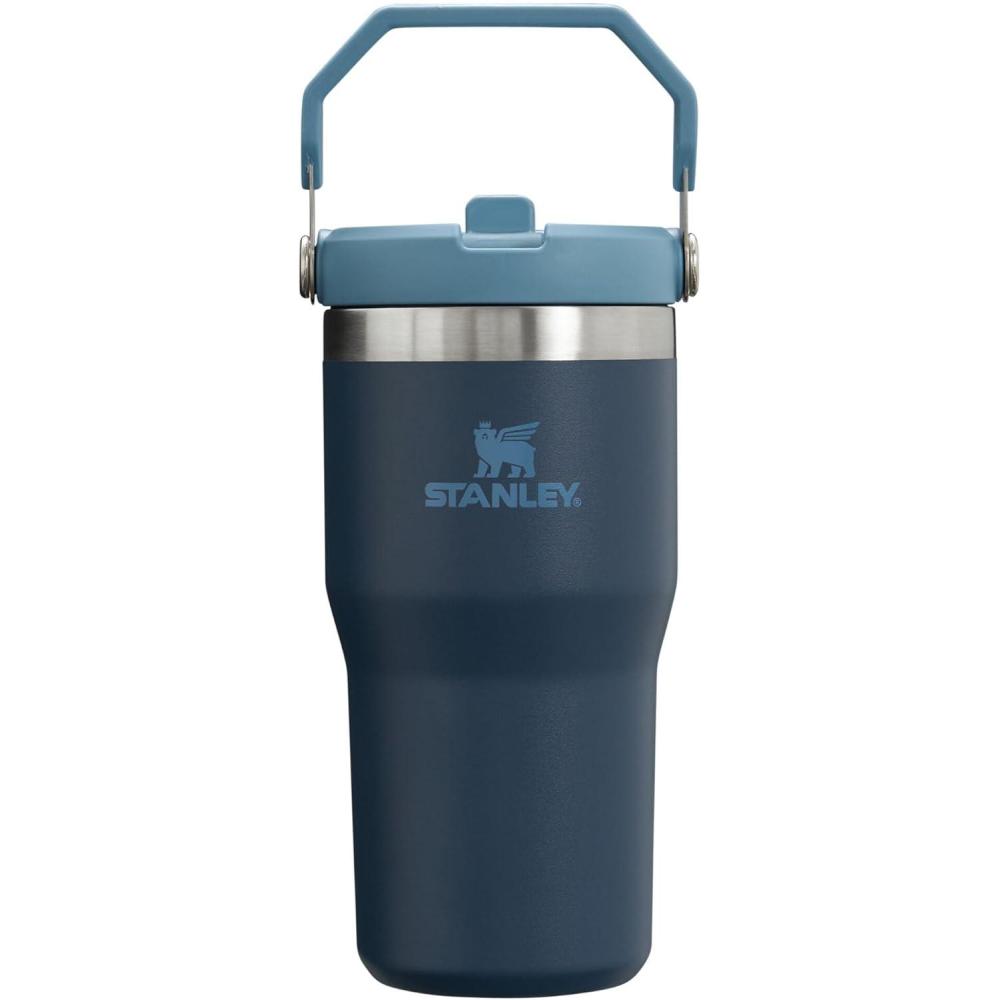 imageStanley IceFlow Flip Straw Tumbler with Handle 20 oz Twist On Lid and Flip Up Straw Leak Resistant Water Bottle Insulated Stainless Steel BPAFree PlumNavy