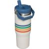 STANLEY IceFlow 2.0 Flip Straw Tumbler with Handle 20 oz | Twist On Lid and Flip Up Straw | Leak Resistant Water Bottle | Insulated Stainless Steel | BPA-Free | Azure(Cream Stripe)