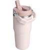 STANLEY IceFlow 2.0 Flip Straw Tumbler with Handle 20 oz | Twist On Lid and Flip Up Straw | Leak Resistant Water Bottle | Insulated Stainless Steel | BPA-Free | Azure(Rose Quartz)