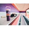 Stanley IceFlow Flip Straw Tumbler with Handle 20 oz | Twist On Lid and Flip Up Straw | Leak Resistant Water Bottle | Insulated Stainless Steel |BPA-Free | Plum(Plum Stripe)
