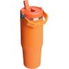 Stanley IceFlow Flip Straw Tumbler with Handle 20 oz | Twist On Lid and Flip Up Straw | Leak Resistant Water Bottle | Insulated Stainless Steel |BPA-Free | Plum(Goldenrod Coral)
