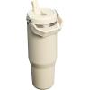 Stanley IceFlow Flip Straw Tumbler with Handle 20 oz | Twist On Lid and Flip Up Straw | Leak Resistant Water Bottle | Insulated Stainless Steel |BPA-Free | Plum(Toasted Almond)