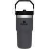 STANLEY IceFlow 2.0 Flip Straw Tumbler with Handle 20 oz | Twist On Lid and Flip Up Straw | Leak Resistant Water Bottle | Insulated Stainless Steel | BPA-Free | Azure(Charcoal)
