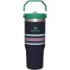 Stanley IceFlow Flip Straw Tumbler with Handle 20 oz | Twist On Lid and Flip Up Straw | Leak Resistant Water Bottle | Insulated Stainless Steel |BPA-Free | Plum(Navy Mesh)