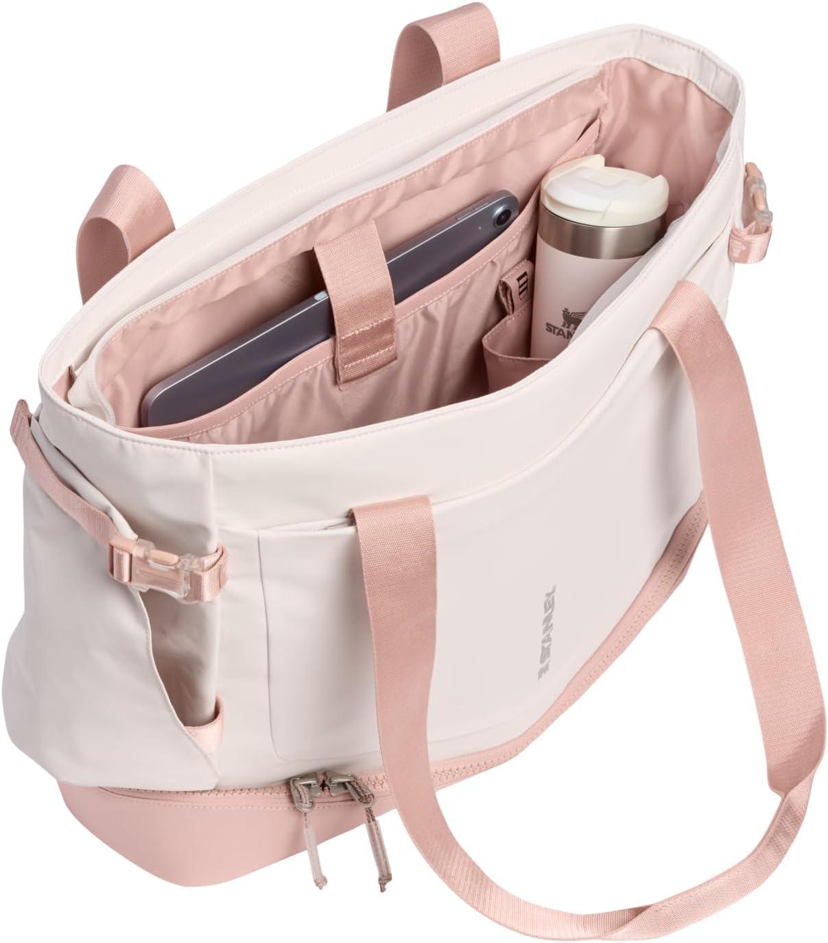 imageSTANLEY Vitalize Macro Method Backpack Gym Work amp Travel Bag with Laptop Sleeve Expandable Bottom Compartment Tumbler amp Water Bottle Pockets Durable Recycled Fabric Rose QuartzRose Quartz