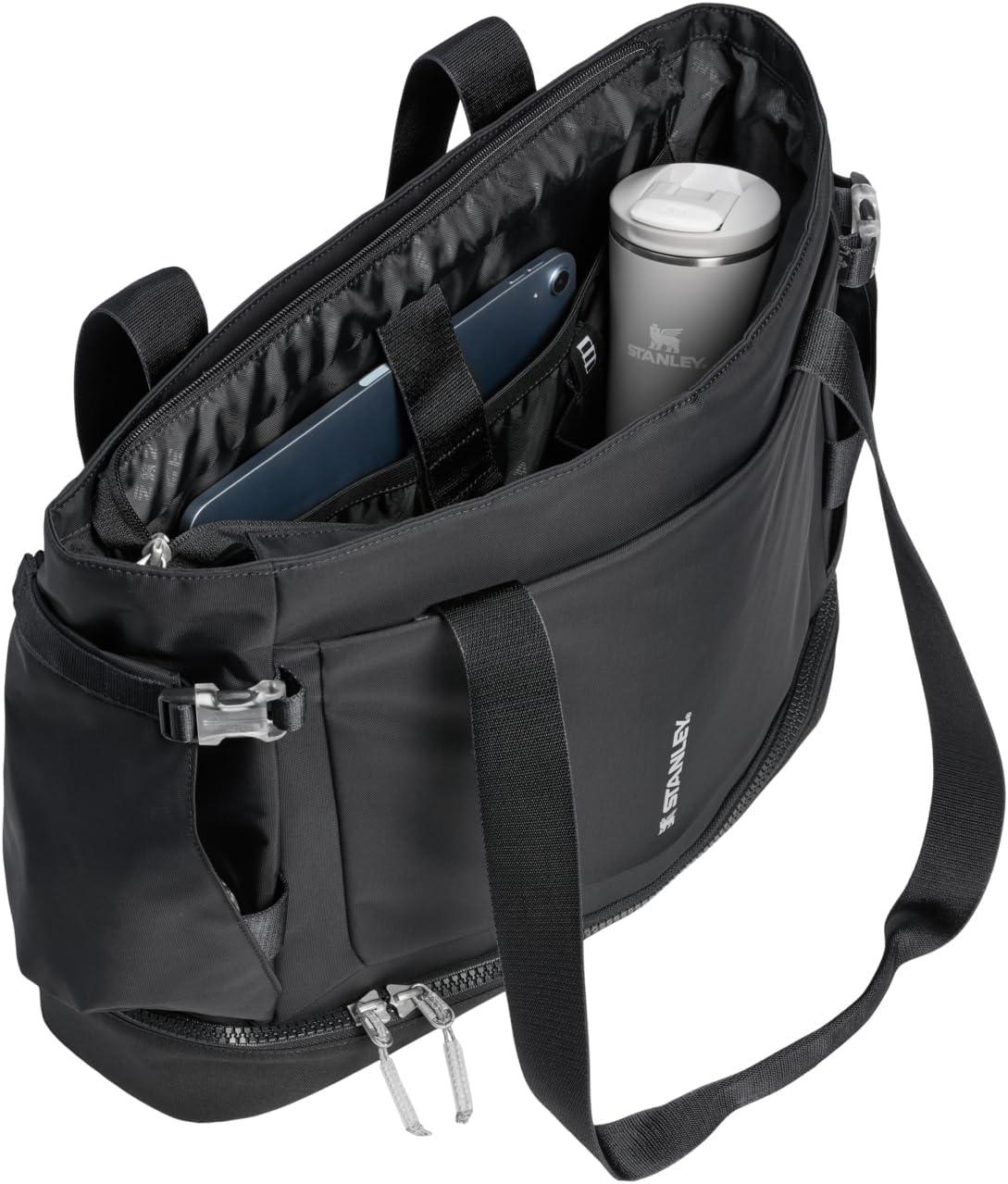 imageSTANLEY Vitalize Macro Method Backpack Gym Work amp Travel Bag with Laptop Sleeve Expandable Bottom Compartment Tumbler amp Water Bottle Pockets Durable Recycled Fabric Rose QuartzBlack