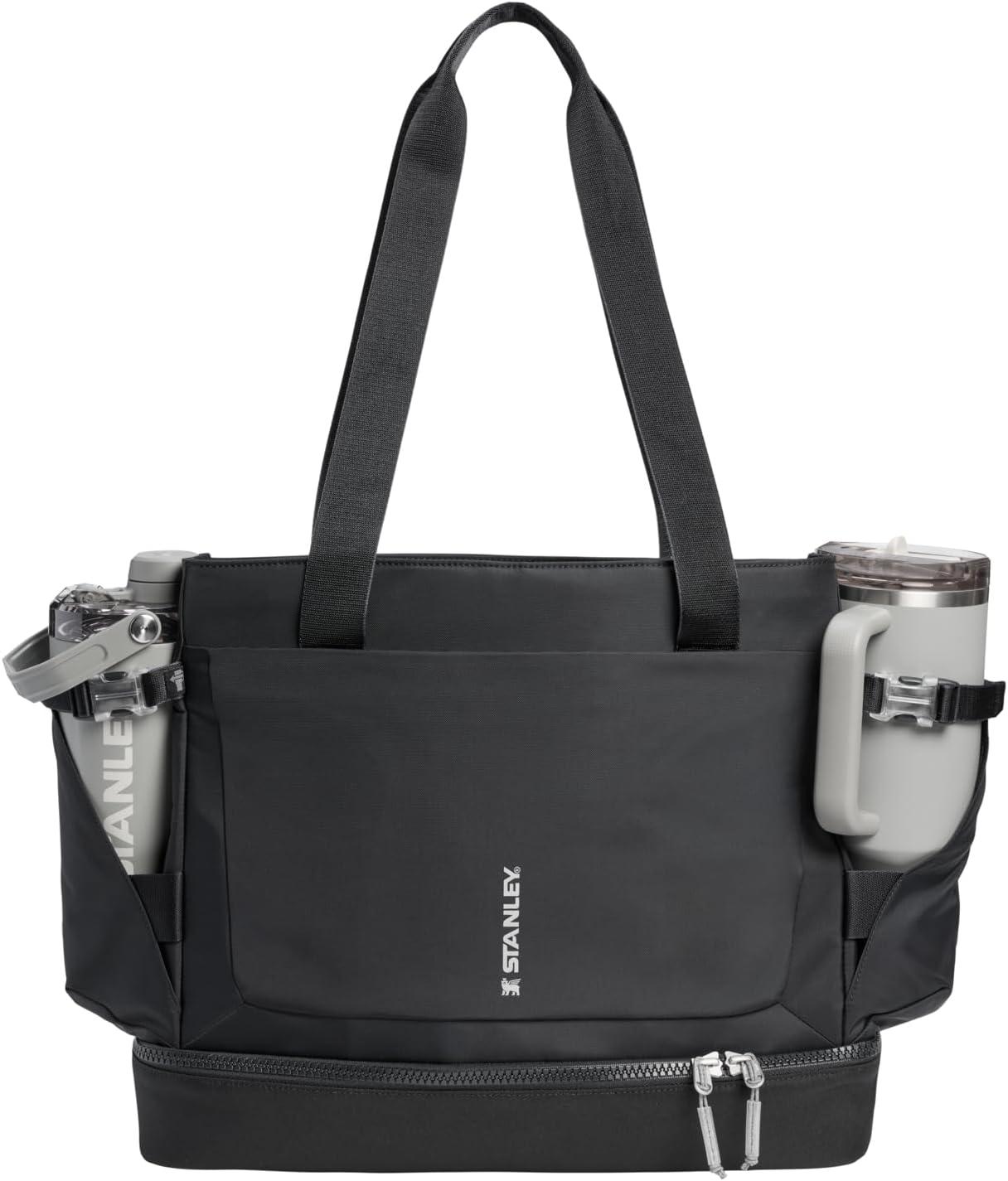 imageSTANLEY Vitalize Macro Method Backpack Gym Work amp Travel Bag with Laptop Sleeve Expandable Bottom Compartment Tumbler amp Water Bottle Pockets Durable Recycled Fabric Rose QuartzBlack
