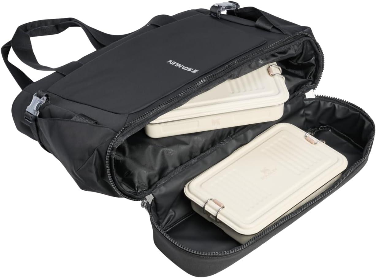 imageSTANLEY Vitalize Macro Method Backpack Gym Work amp Travel Bag with Laptop Sleeve Expandable Bottom Compartment Tumbler amp Water Bottle Pockets Durable Recycled Fabric Rose QuartzBlack