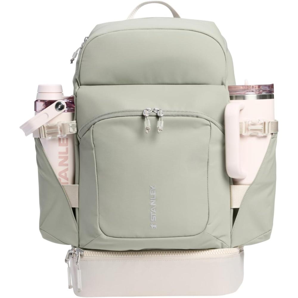 imageSTANLEY Vitalize Macro Method Backpack Gym Work amp Travel Bag with Laptop Sleeve Expandable Bottom Compartment Tumbler amp Water Bottle Pockets Durable Recycled Fabric Rose QuartzSage Grey