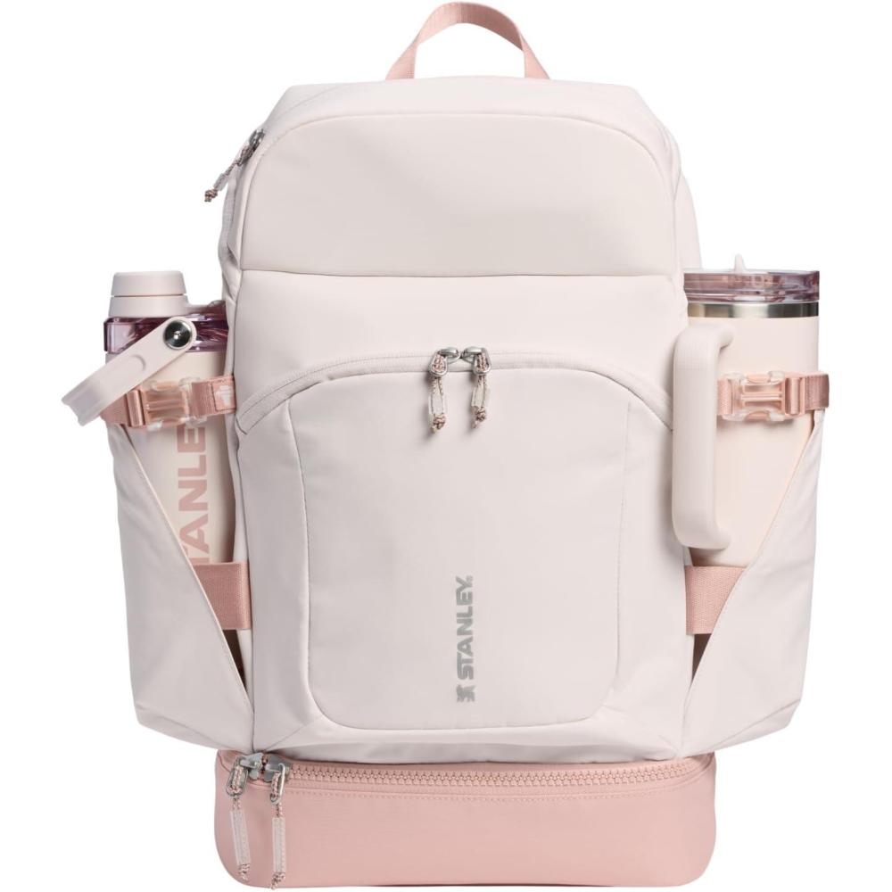 imageSTANLEY Vitalize Macro Method Backpack Gym Work amp Travel Bag with Laptop Sleeve Expandable Bottom Compartment Tumbler amp Water Bottle Pockets Durable Recycled Fabric Rose QuartzRose Quartz