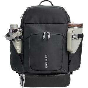 STANLEY Vitalize Macro Method Backpack | Gym, Work & Travel Bag with Laptop Sleeve | Expandable Bottom Compartment | Tumbler & Water Bottle Pockets | Durable Recycled Fabric | Rose Quartz(Black)