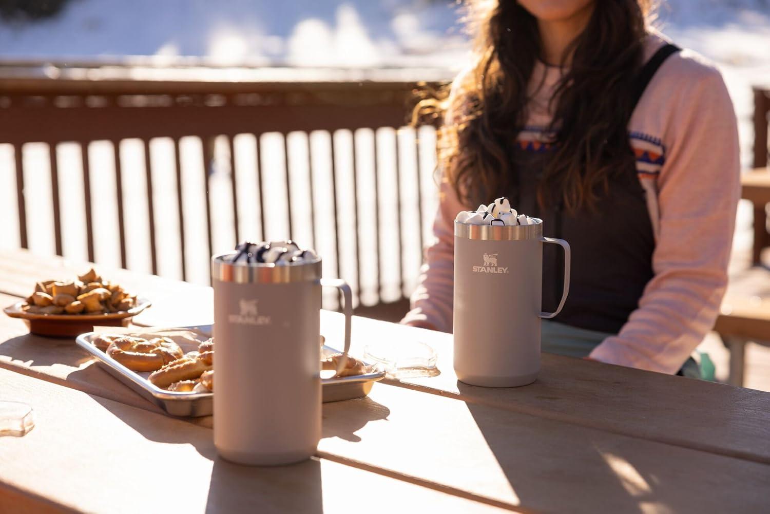 imageSTANLEY StayHot Camp Mug 24 oz Press Fit Drink Through Lid Cup for Coffee Tea and Drinks Insulated Stainless Steel Coffee Mug BPAFree Ash 20Ash 20