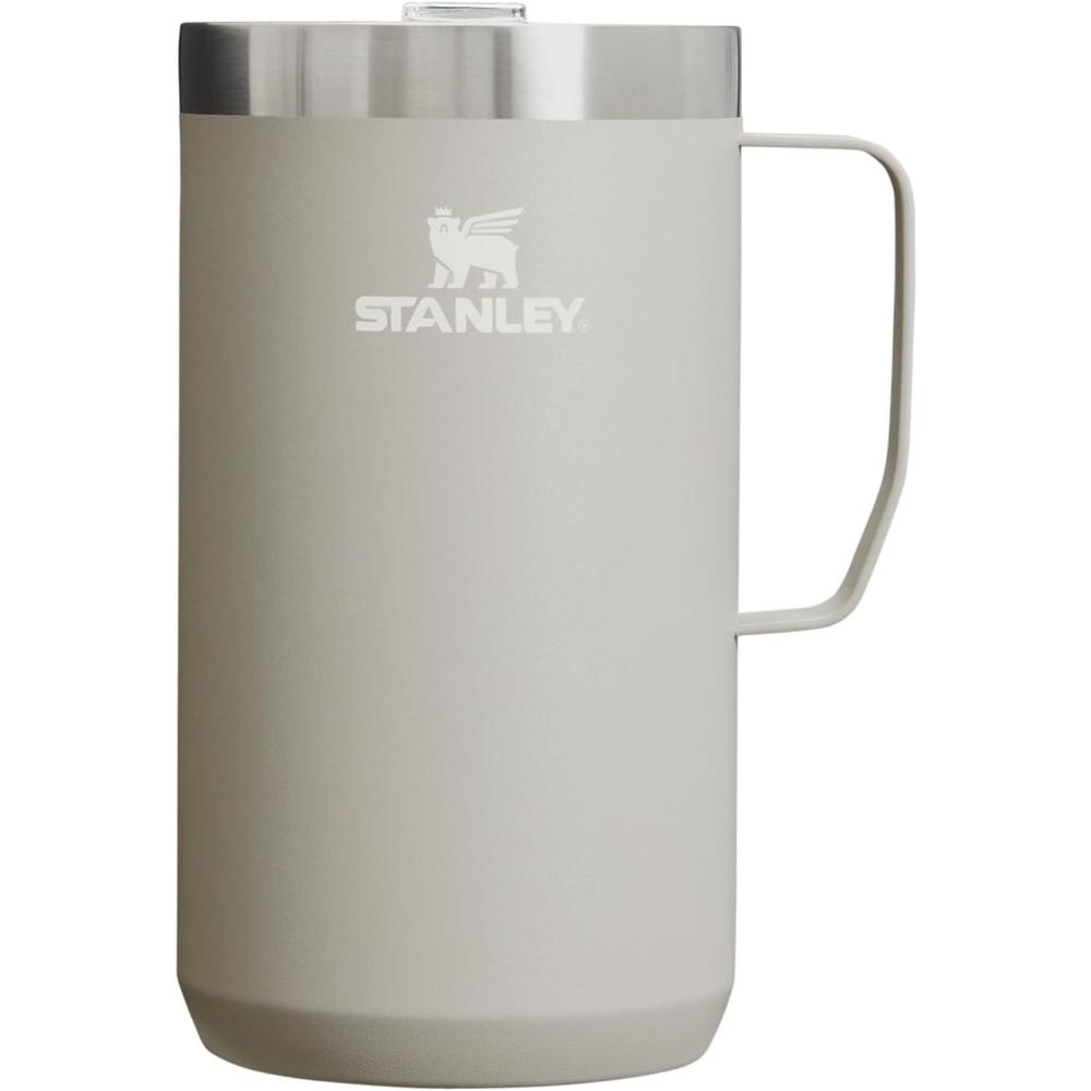 imageSTANLEY StayHot Camp Mug 24 oz Press Fit Drink Through Lid Cup for Coffee Tea and Drinks Insulated Stainless Steel Coffee Mug BPAFree Ash 20Ash 20