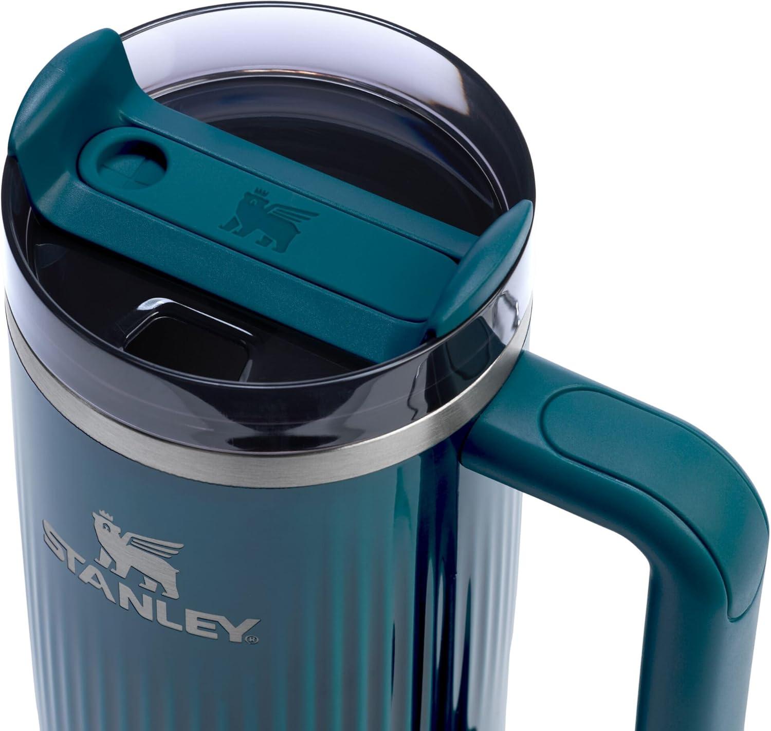 imageSTANLEY Quencher H20 Tumbler with Handle and Straw 30 oz Flowstate 3Position Lid Cup Holder Compatible for Travel Insulated Stainless Steel Cup BPAFree Soft OrchidFluted Marina Shine