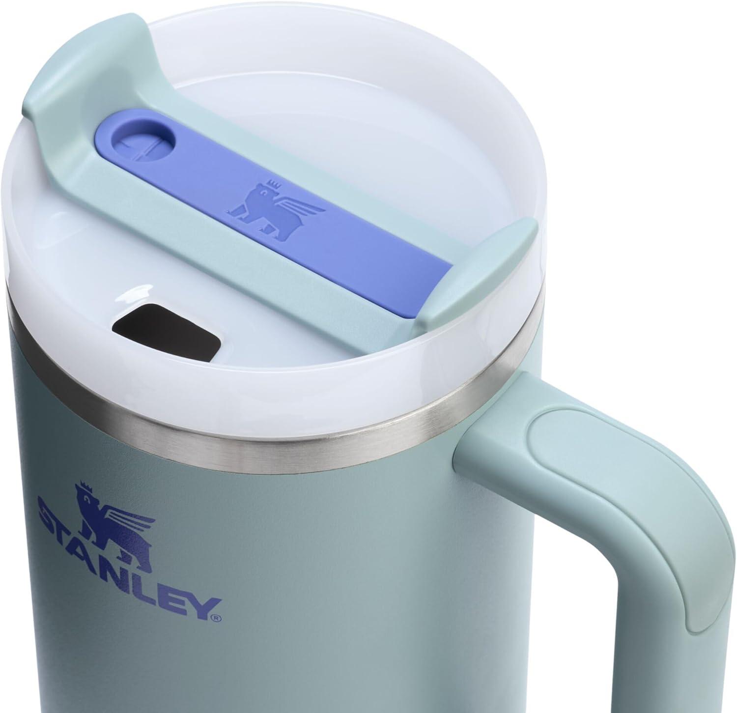 imageSTANLEY Quencher H20 Tumbler with Handle and Straw 30 oz Flowstate 3Position Lid Cup Holder Compatible for Travel Insulated Stainless Steel Cup BPAFree Spring GreenExclusive Blue Cactus