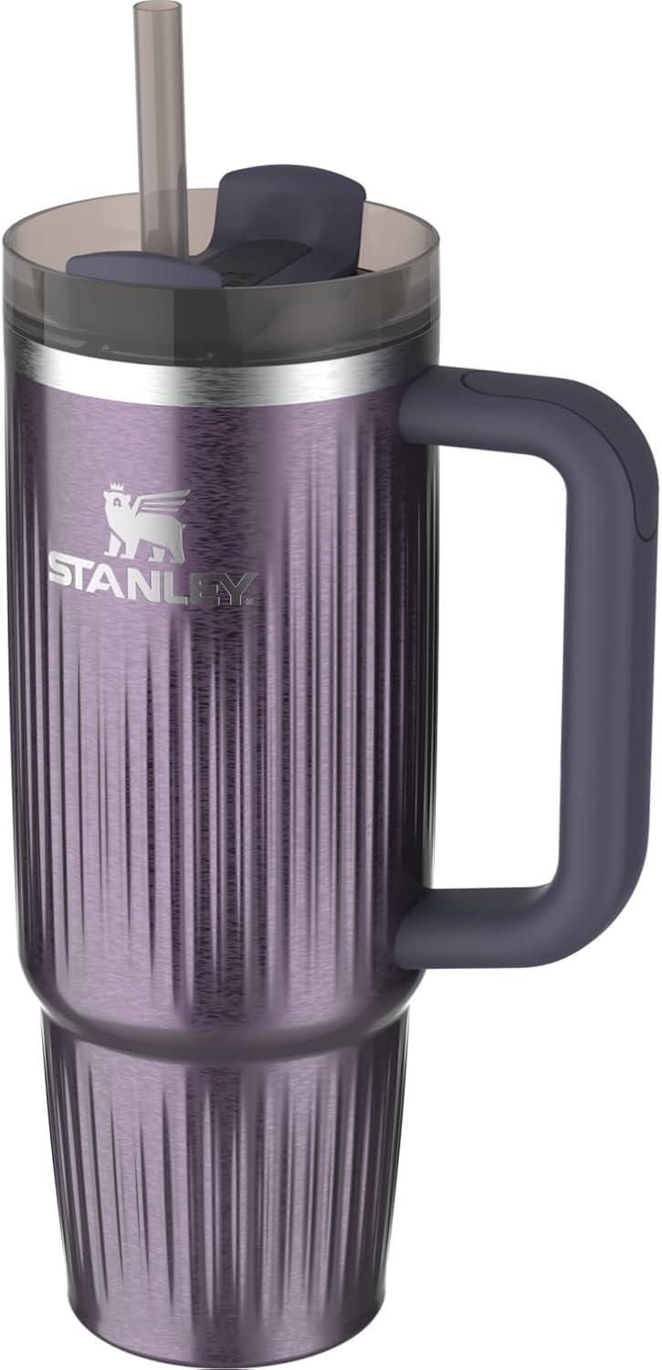 imageSTANLEY Quencher H20 Tumbler with Handle and Straw 30 oz Flowstate 3Position Lid Cup Holder Compatible for Travel Insulated Stainless Steel Cup BPAFree Soft OrchidFluted Wisteria Shine