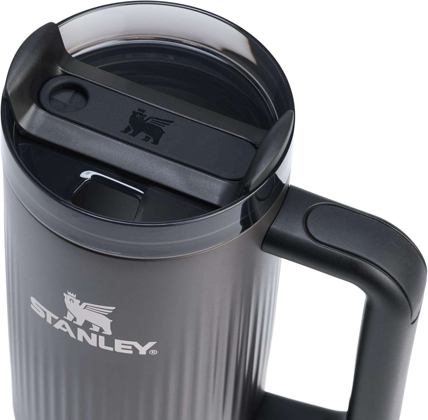 imageSTANLEY Quencher H20 Tumbler with Handle and Straw 30 oz Flowstate 3Position Lid Cup Holder Compatible for Travel Insulated Stainless Steel Cup BPAFree Soft OrchidFluted Black