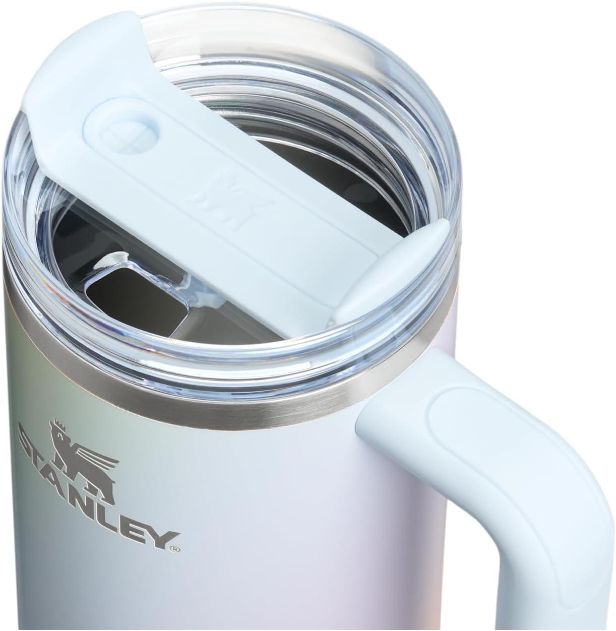 imageSTANLEY Quencher H20 Tumbler with Handle and Straw 30 oz Flowstate 3Position Lid Cup Holder Compatible for Travel Insulated Stainless Steel Cup BPAFree Spring GreenSunrise Spiral