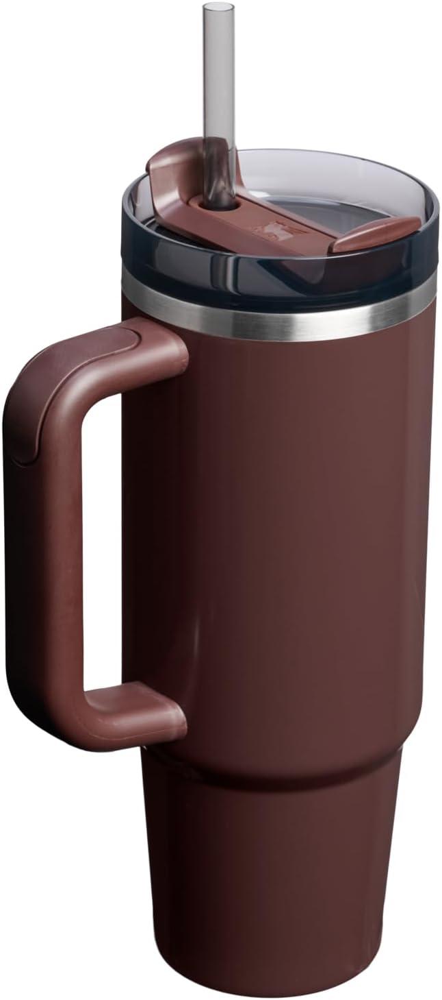 imageSTANLEY Quencher H20 Tumbler with Handle and Straw 30 oz Flowstate 3Position Lid Cup Holder Compatible for Travel Insulated Stainless Steel Cup BPAFree Soft OrchidMahogany Gloss