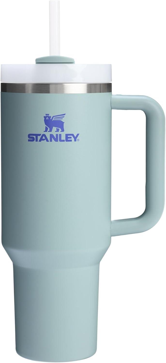 imageSTANLEY Quencher H20 Tumbler with Handle and Straw 30 oz Flowstate 3Position Lid Cup Holder Compatible for Travel Insulated Stainless Steel Cup BPAFree Spring GreenExclusive Blue Cactus