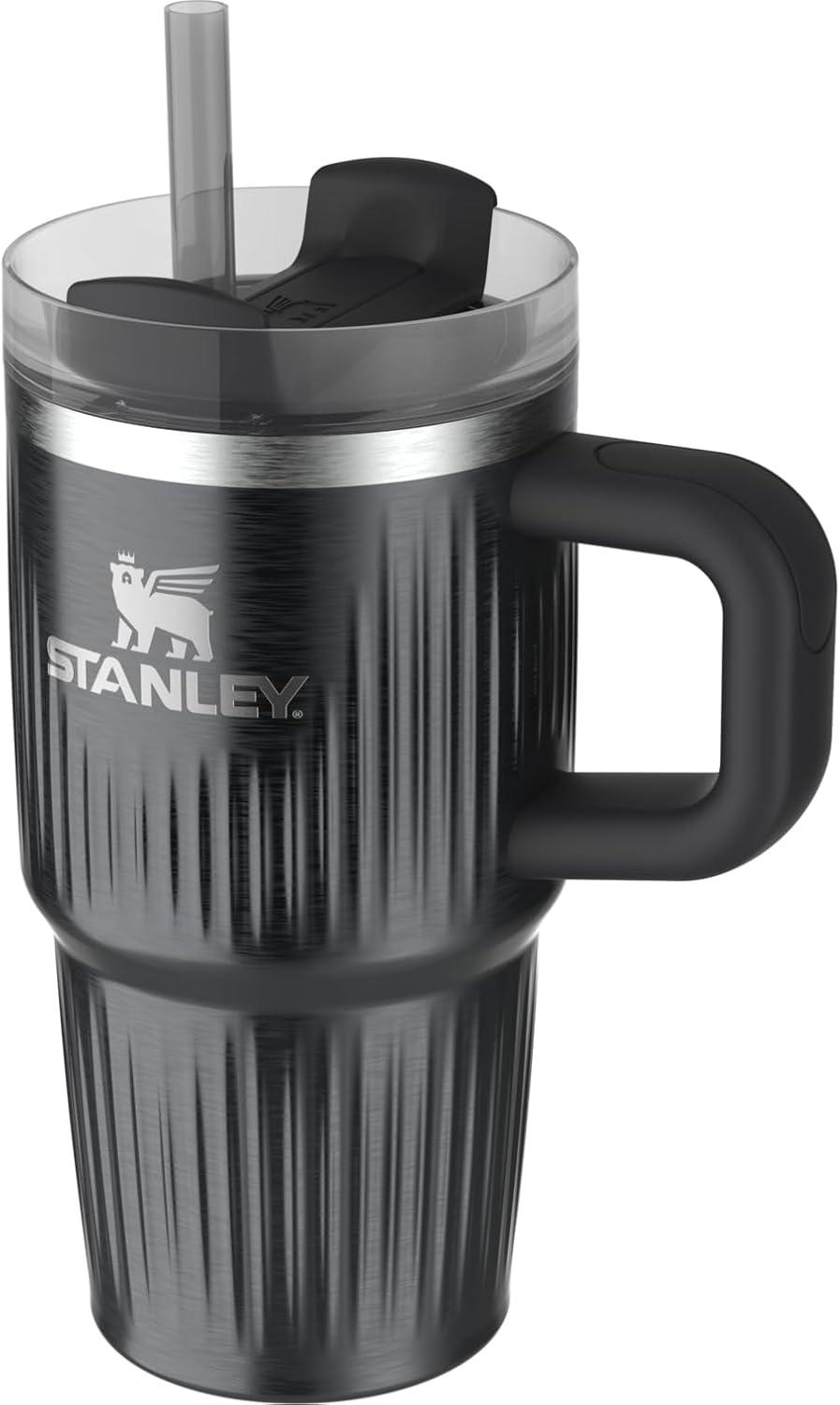 imageSTANLEY Quencher H20 Tumbler with Handle and Straw 30 oz Flowstate 3Position Lid Cup Holder Compatible for Travel Insulated Stainless Steel Cup BPAFree Soft OrchidFluted Black