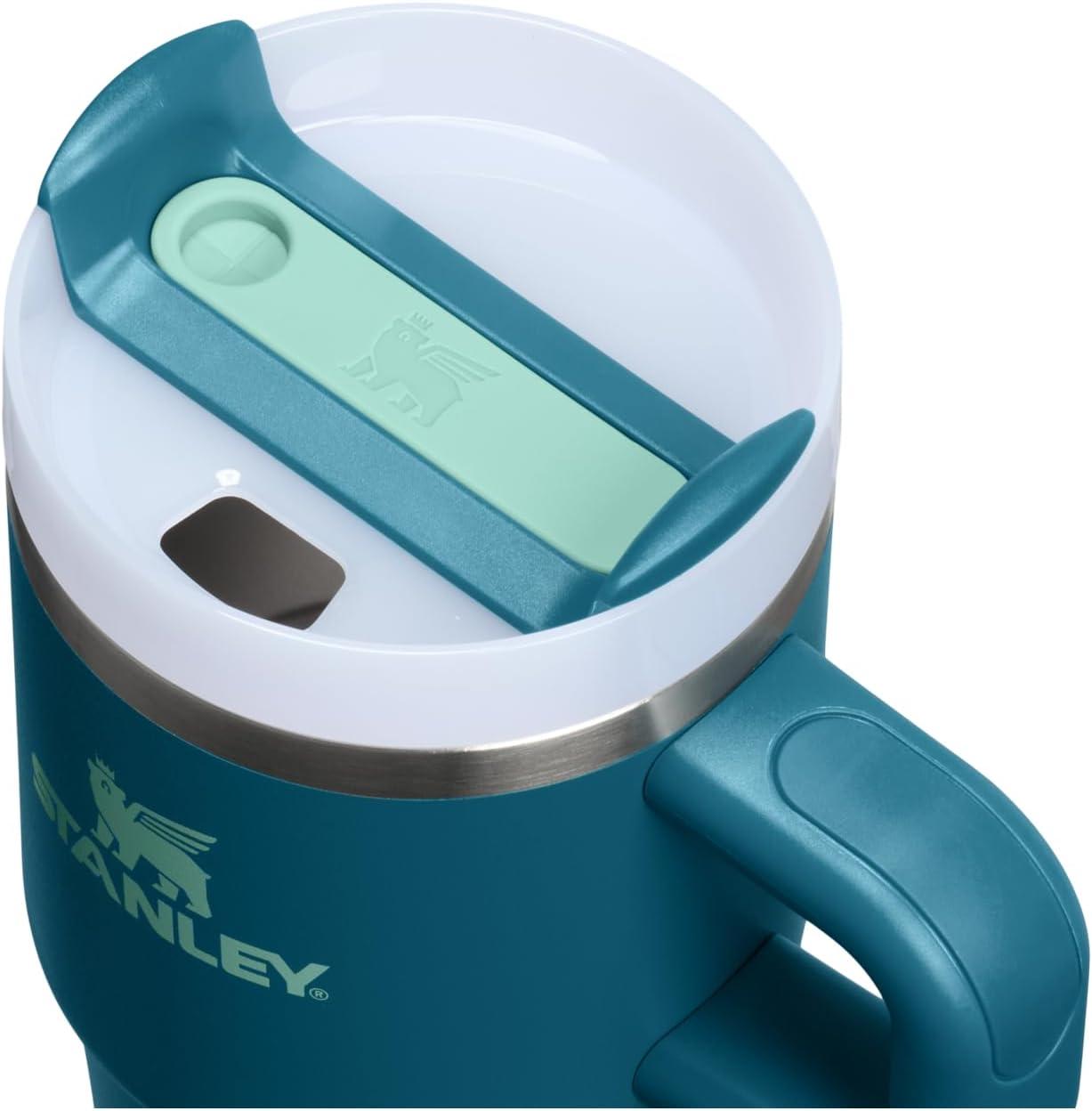 imageSTANLEY Quencher H20 Tumbler with Handle and Straw 30 oz Flowstate 3Position Lid Cup Holder Compatible for Travel Insulated Stainless Steel Cup BPAFree Spring GreenCoastal Teal