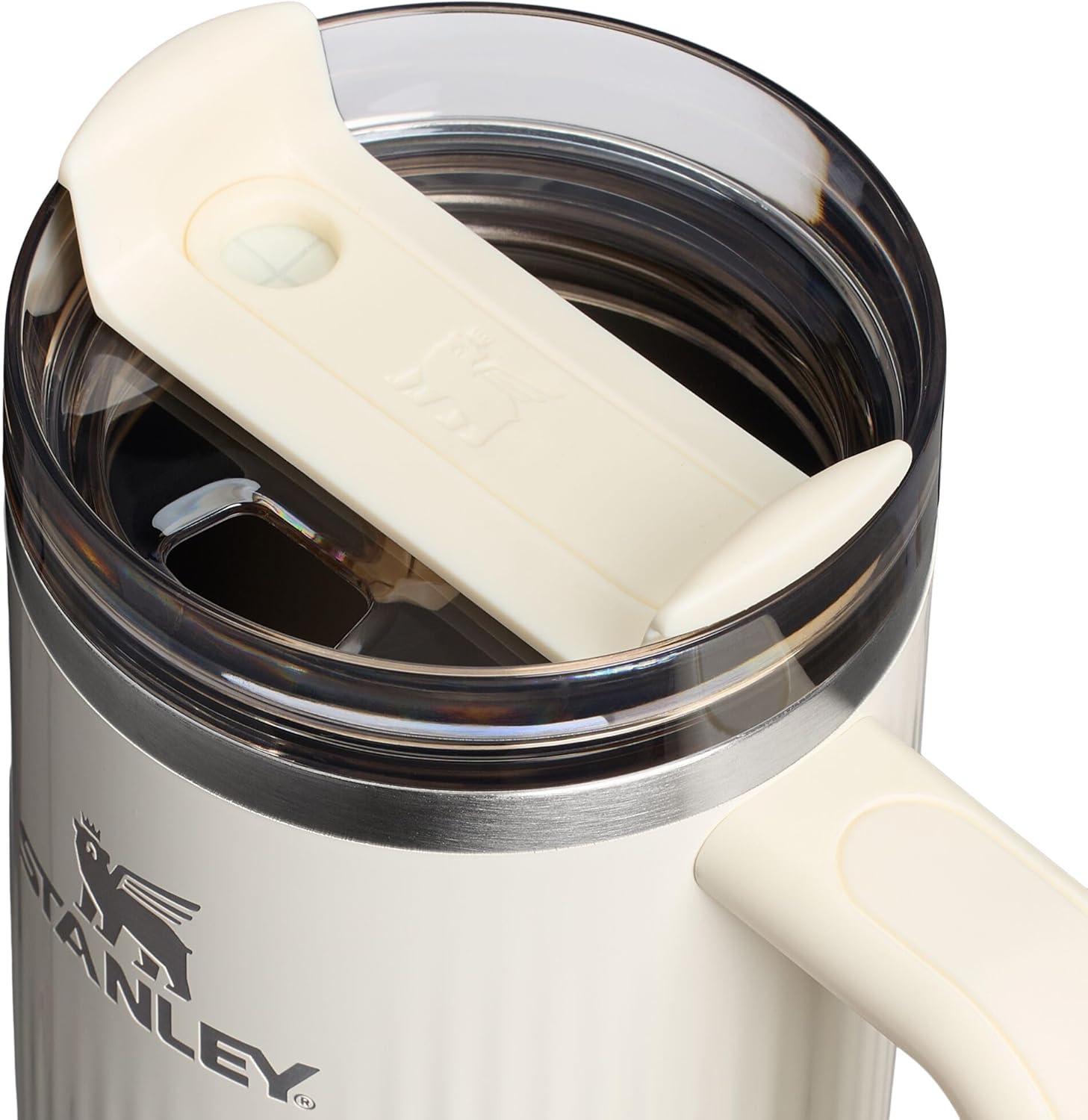 imageSTANLEY Quencher H20 Tumbler with Handle and Straw 30 oz Flowstate 3Position Lid Cup Holder Compatible for Travel Insulated Stainless Steel Cup BPAFree Soft OrchidFluted Cream Gloss