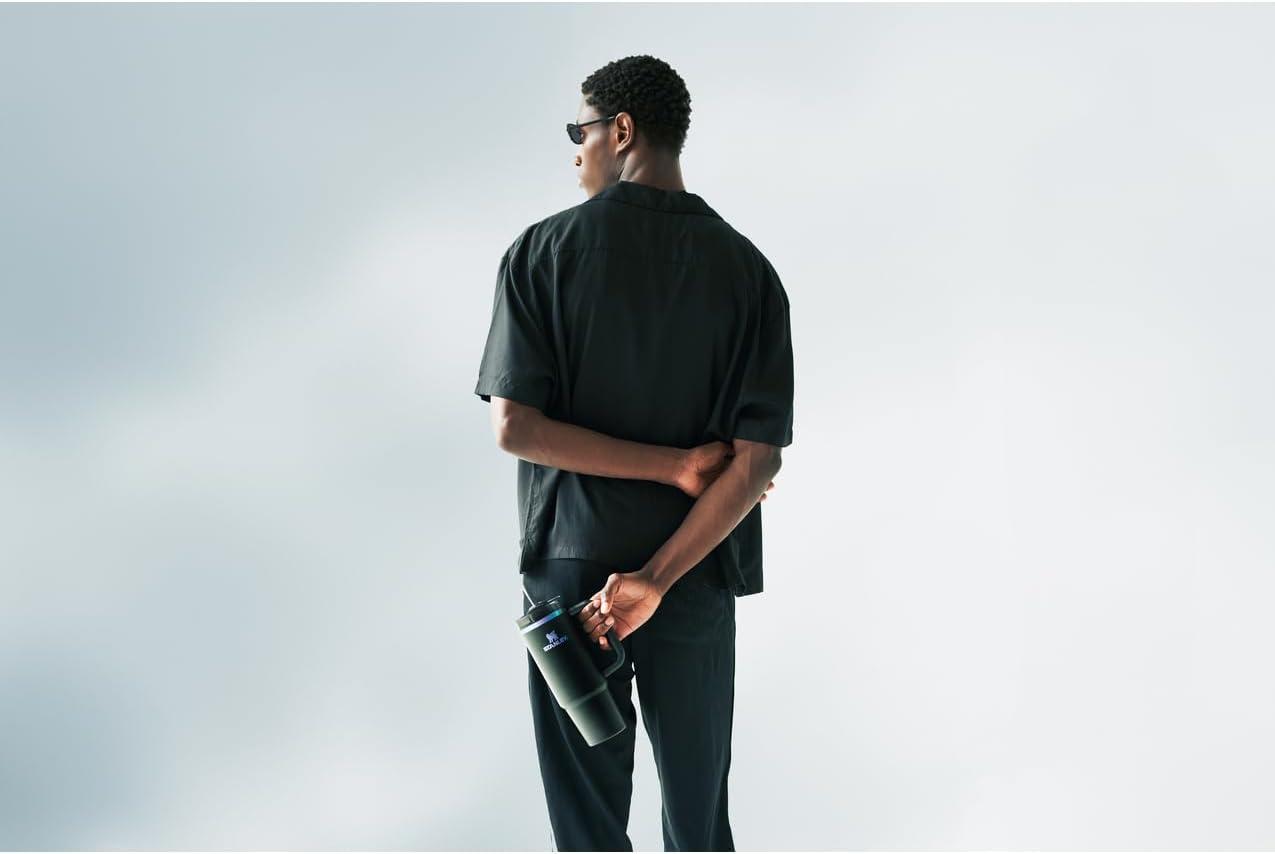 imageSTANLEY Quencher H20 Tumbler with Handle and Straw 30 oz Flowstate 3Position Lid Cup Holder Compatible for Travel Insulated Stainless Steel Cup BPAFree Spring GreenBlack Chroma