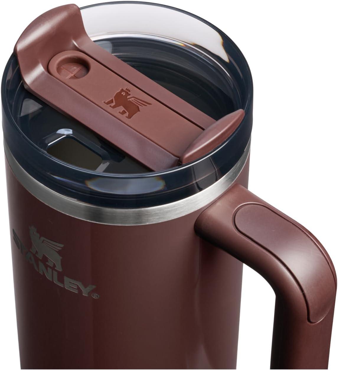 imageSTANLEY Quencher H20 Tumbler with Handle and Straw 30 oz Flowstate 3Position Lid Cup Holder Compatible for Travel Insulated Stainless Steel Cup BPAFree Soft OrchidMahogany Gloss