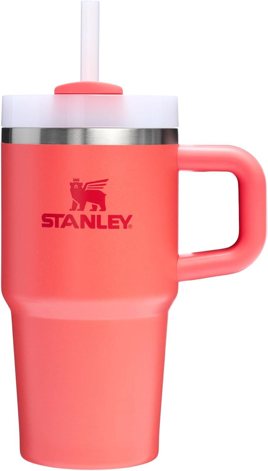 imageSTANLEY Quencher H20 Tumbler with Handle and Straw 30 oz Flowstate 3Position Lid Cup Holder Compatible for Travel Insulated Stainless Steel Cup BPAFree Spring GreenHot Coral