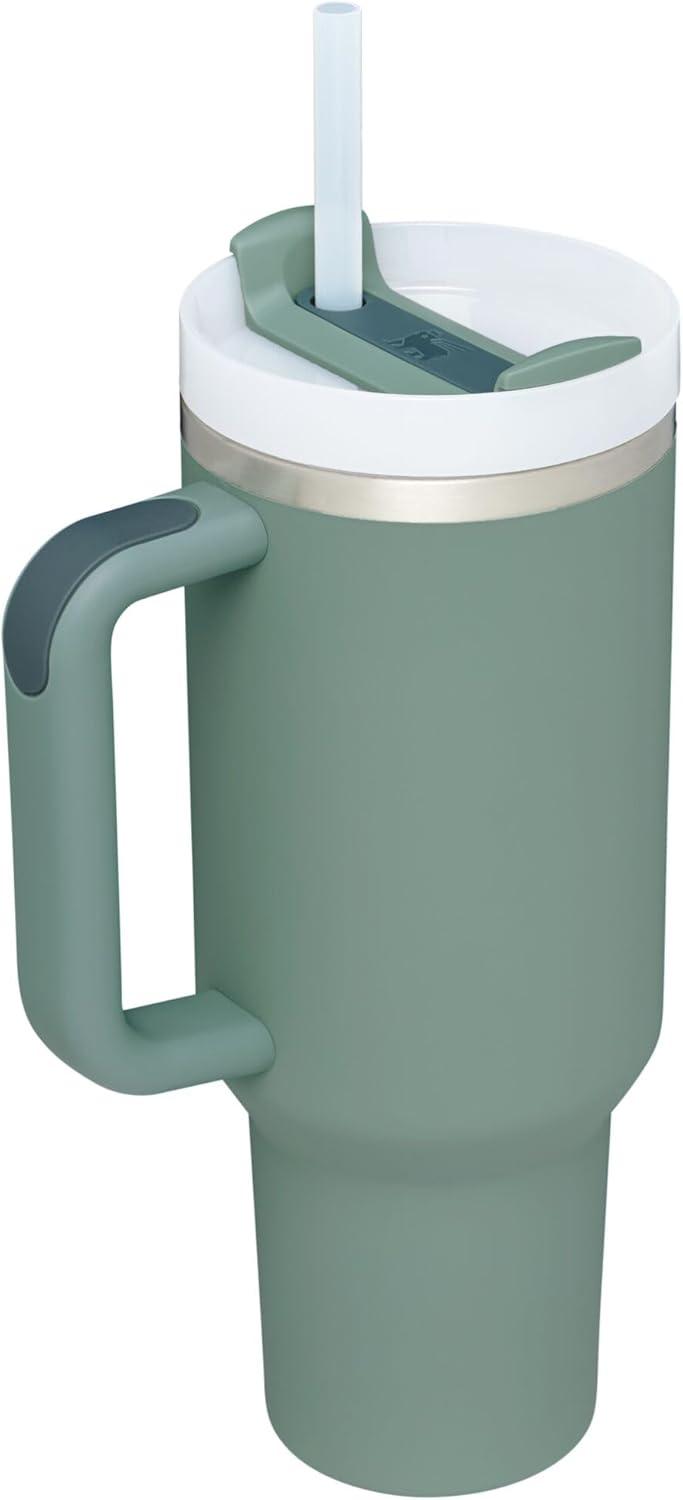 imageSTANLEY Quencher H20 Tumbler with Handle and Straw 30 oz Flowstate 3Position Lid Cup Holder Compatible for Travel Insulated Stainless Steel Cup BPAFree Spring GreenShale