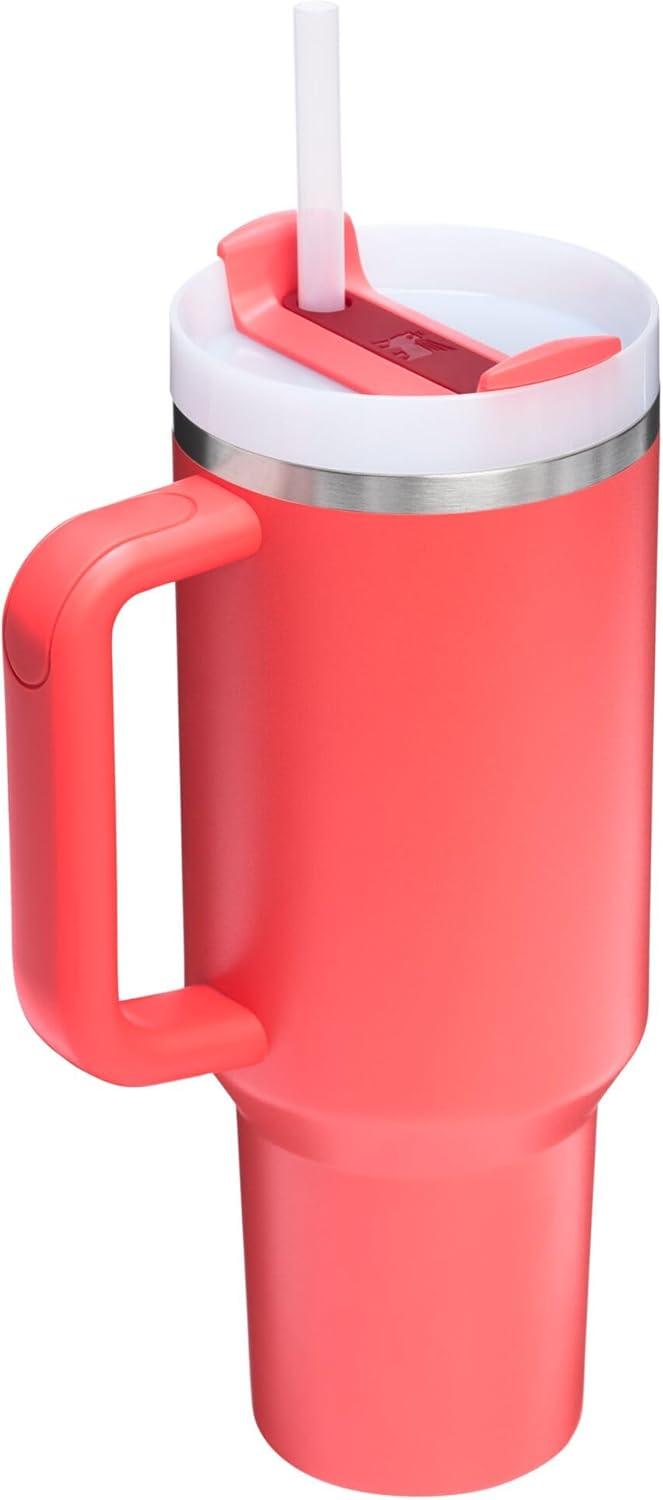imageSTANLEY Quencher H20 Tumbler with Handle and Straw 30 oz Flowstate 3Position Lid Cup Holder Compatible for Travel Insulated Stainless Steel Cup BPAFree Soft OrchidHot Coral