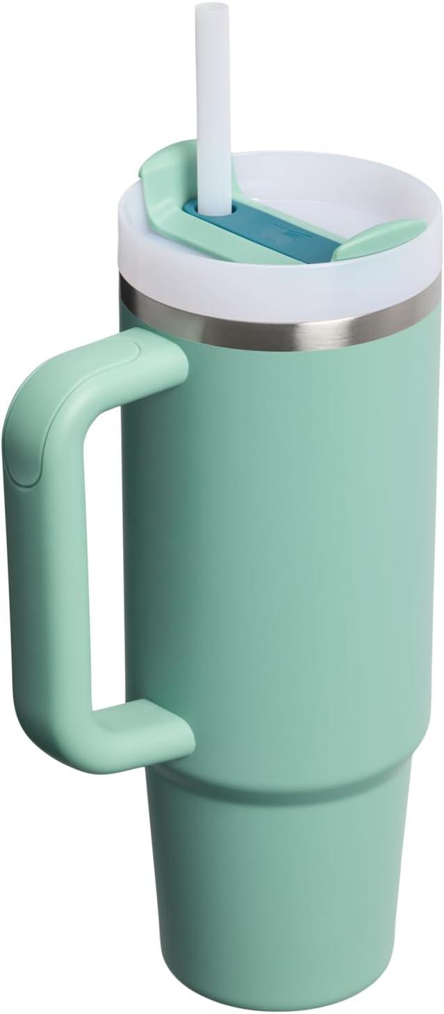 imageSTANLEY Quencher H20 Tumbler with Handle and Straw 30 oz Flowstate 3Position Lid Cup Holder Compatible for Travel Insulated Stainless Steel Cup BPAFree Soft OrchidSpring Green