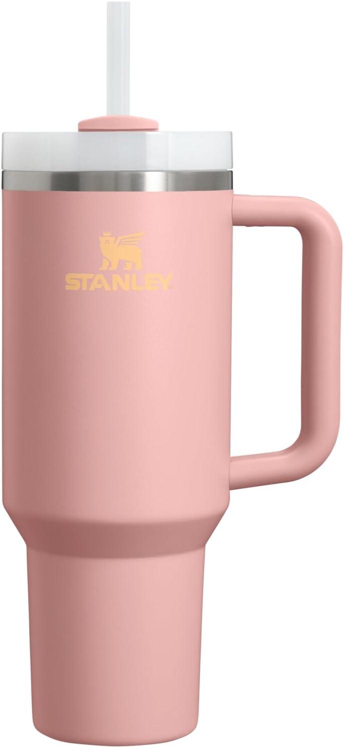 imageSTANLEY Quencher H20 Tumbler with Handle and Straw 30 oz Flowstate 3Position Lid Cup Holder Compatible for Travel Insulated Stainless Steel Cup BPAFree Spring GreenPeach Rose
