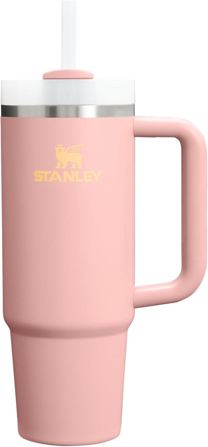 imageSTANLEY Quencher H20 Tumbler with Handle and Straw 30 oz Flowstate 3Position Lid Cup Holder Compatible for Travel Insulated Stainless Steel Cup BPAFree Spring GreenPeach Rose