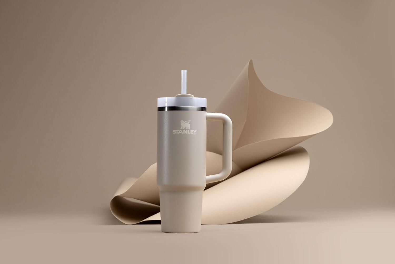 imageSTANLEY Quencher H20 Tumbler with Handle and Straw 30 oz Flowstate 3Position Lid Cup Holder Compatible for Travel Insulated Stainless Steel Cup BPAFree Soft OrchidToasted Almond