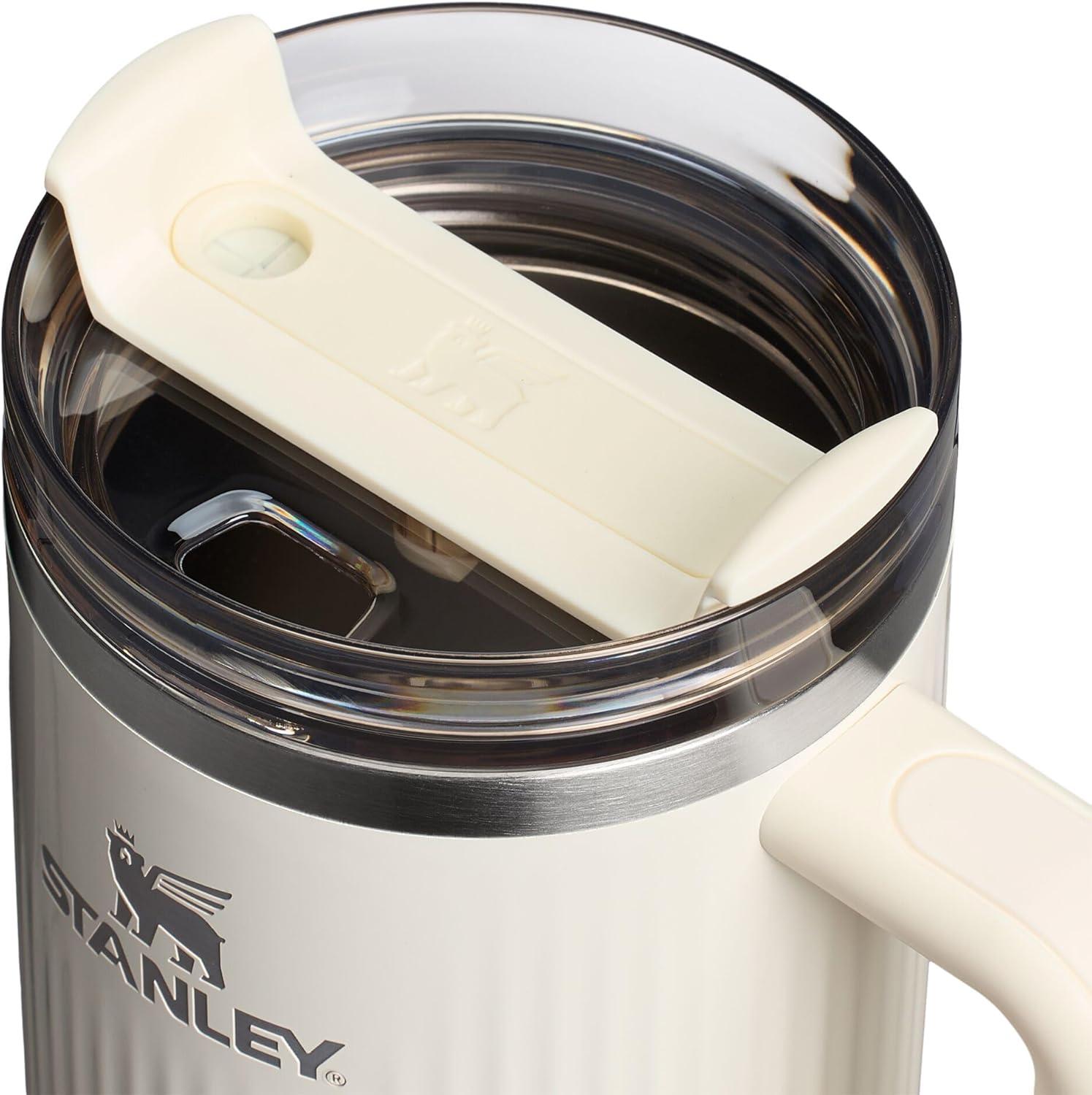 imageSTANLEY Quencher H20 Tumbler with Handle and Straw 30 oz Flowstate 3Position Lid Cup Holder Compatible for Travel Insulated Stainless Steel Cup BPAFree Soft OrchidFluted Cream Gloss