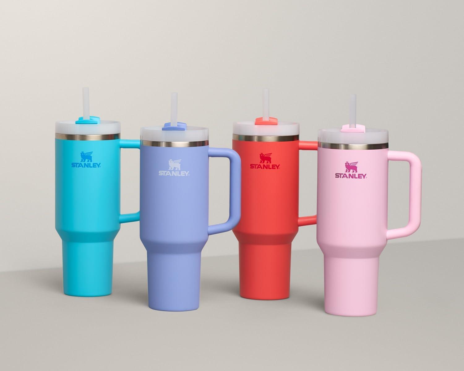 imageSTANLEY Quencher H20 Tumbler with Handle and Straw 30 oz Flowstate 3Position Lid Cup Holder Compatible for Travel Insulated Stainless Steel Cup BPAFree Spring GreenLight PinkPink