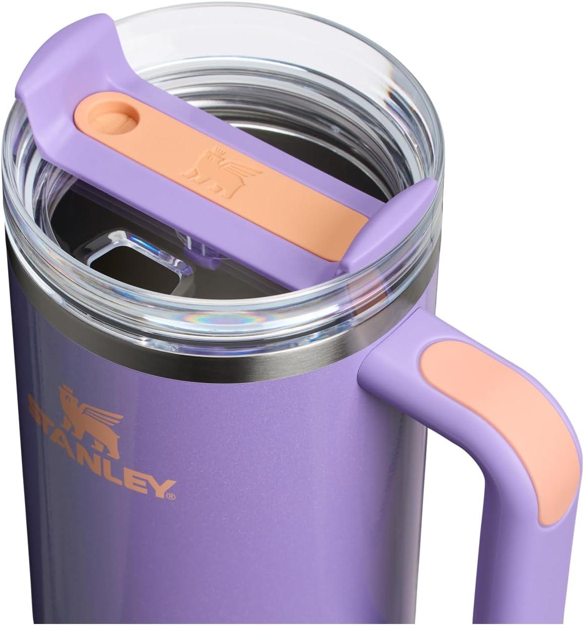 imageSTANLEY Quencher H20 Tumbler with Handle and Straw 30 oz Flowstate 3Position Lid Cup Holder Compatible for Travel Insulated Stainless Steel Cup BPAFree Spring GreenPeriwinkle Shimmer