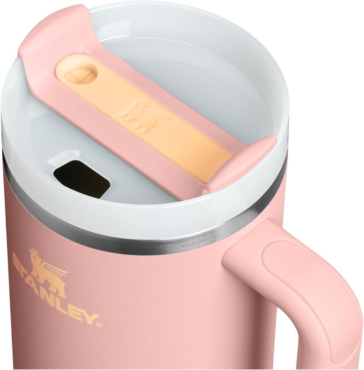 imageSTANLEY Quencher H20 Tumbler with Handle and Straw 30 oz Flowstate 3Position Lid Cup Holder Compatible for Travel Insulated Stainless Steel Cup BPAFree Spring GreenPeach Rose