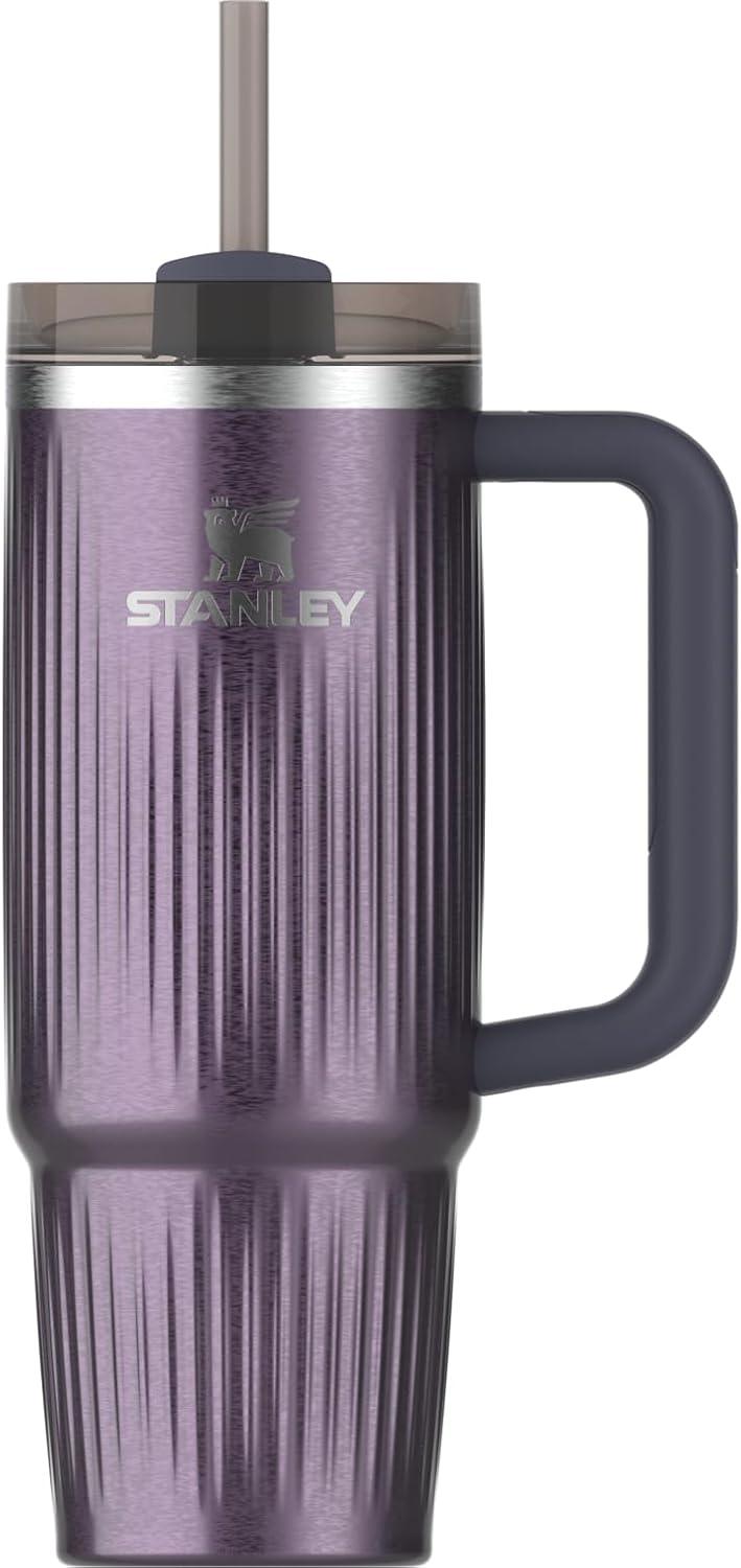 imageSTANLEY Quencher H20 Tumbler with Handle and Straw 30 oz Flowstate 3Position Lid Cup Holder Compatible for Travel Insulated Stainless Steel Cup BPAFree Spring GreenFluted Wisteria Shine